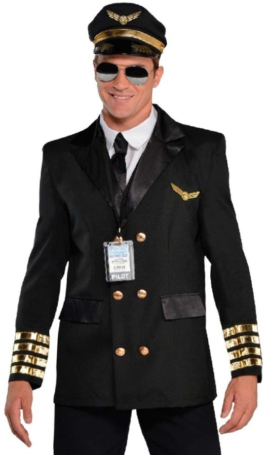 Costume da Uomo Pilota Comandante Aereo Uniforme Abito Adulto Carnevale  Hallowee