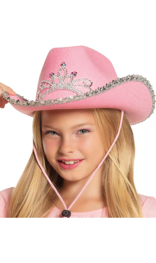 Mädchen Rosa Stern Cowboyhut mit Krone Blinkender Filzhut Cowgirl V5H0