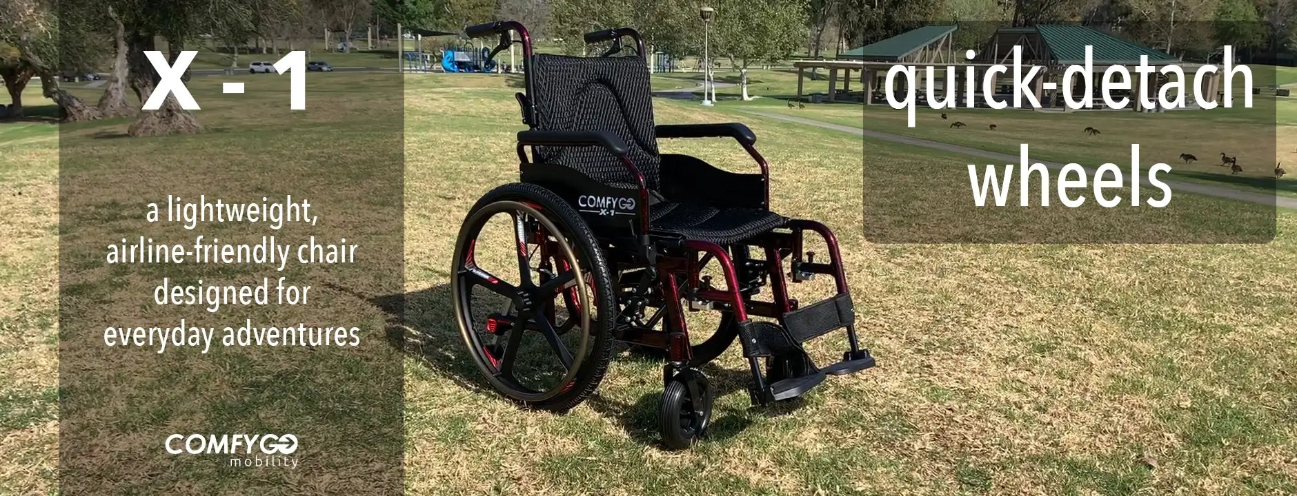 ComfyGO X-1 Lightweight Manual Wheelchair With Quick-Detach Wheels