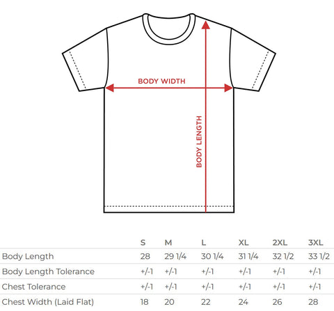 tee shirt size chart