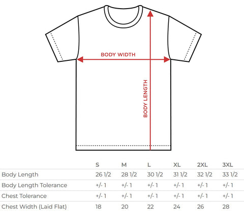 tee shirt size chart