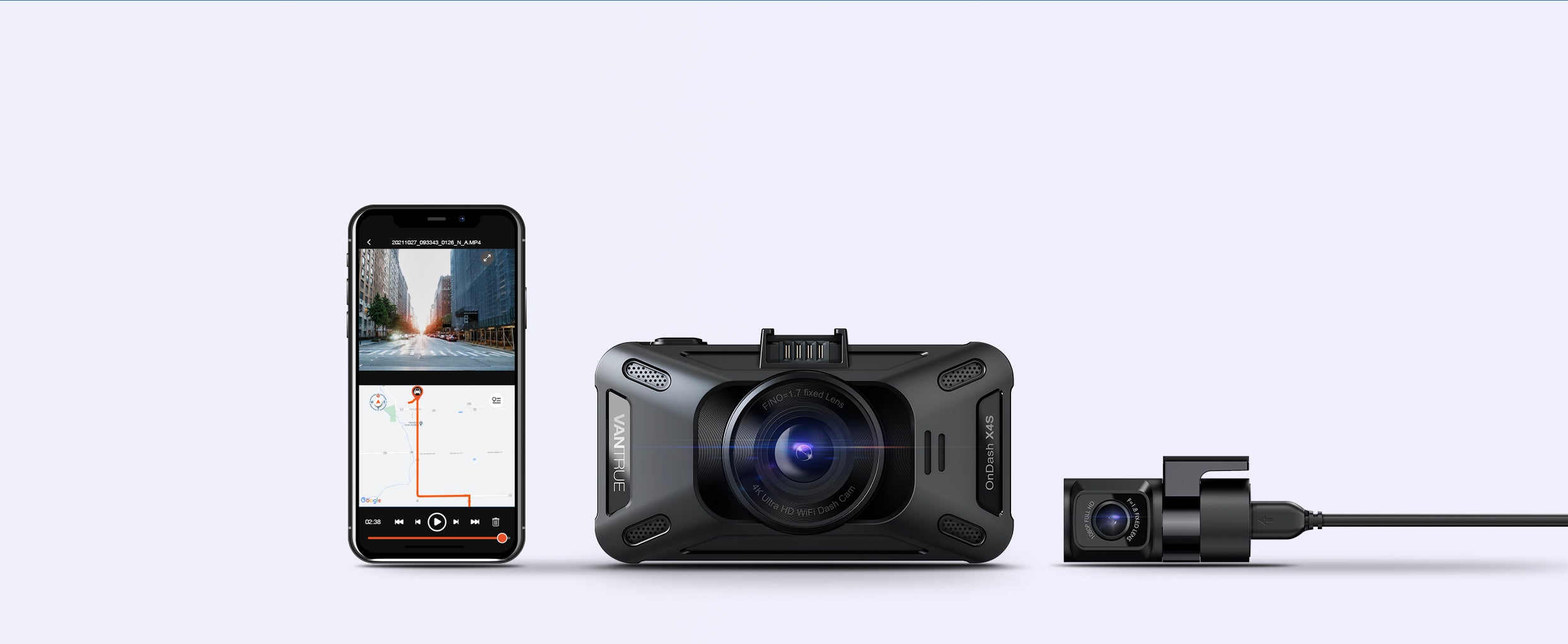 Vantrue X4s Duo 4K 5G WiFi Dual Dash Cam, 4K+1080P Wireless Front and Rear Dash Camera with Free App, 24/7 Parking Mode, Super Night Vision