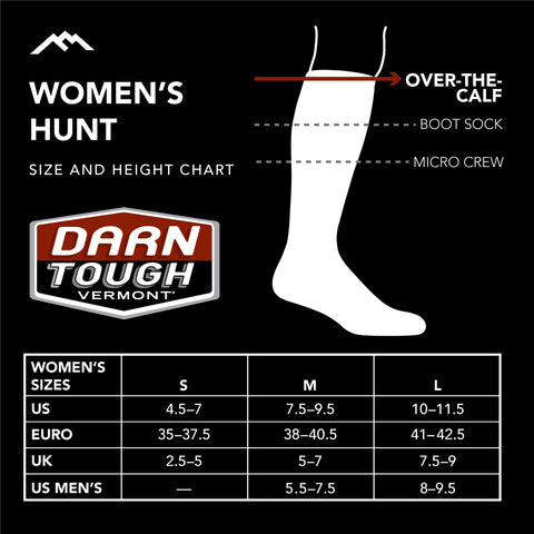Women's Hunt OTC size chart