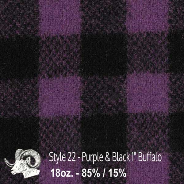  Wool Fabric By The Yard - 22 - Purple & Black 1" Buffalo 