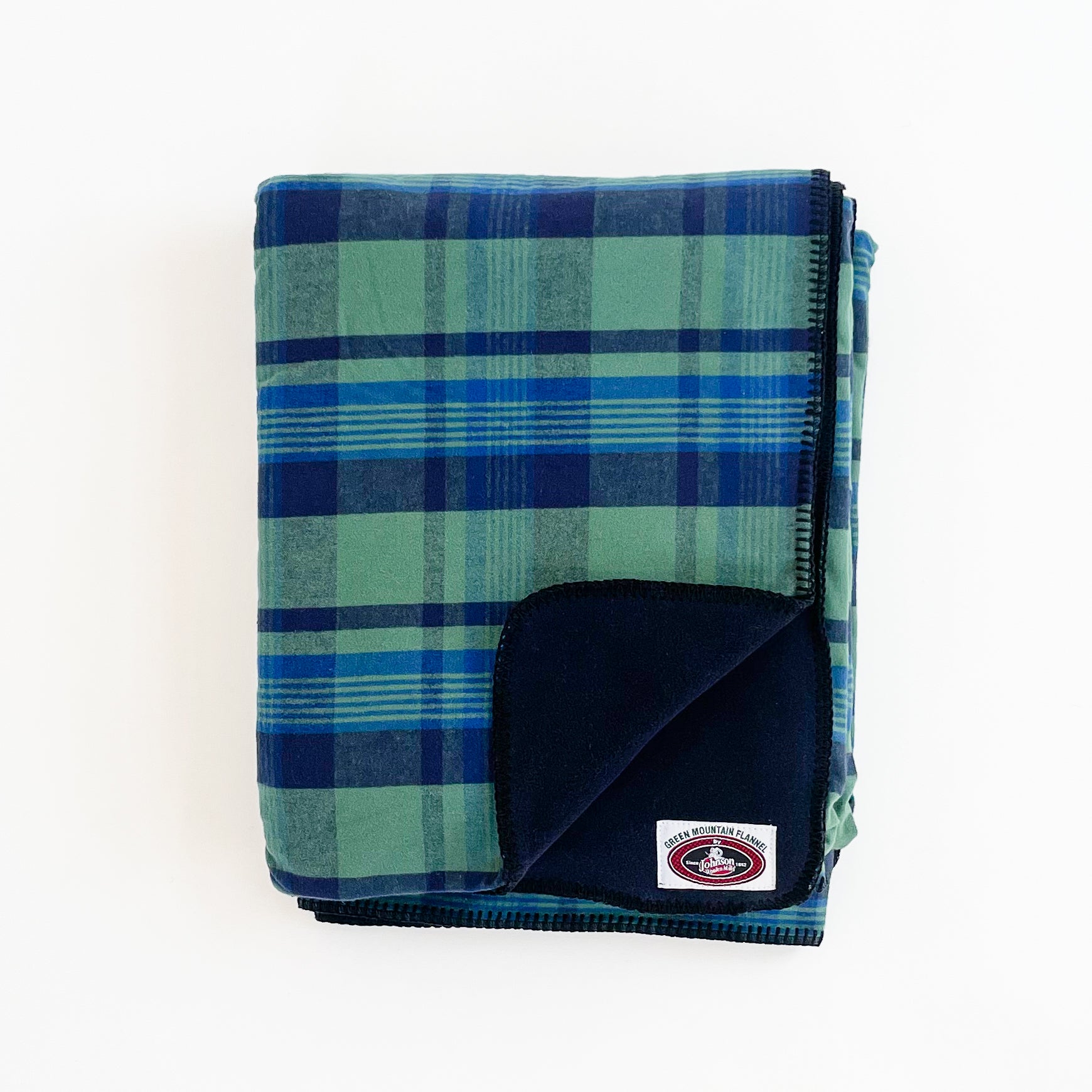  Flannel Throw - Royal Navy & Green 