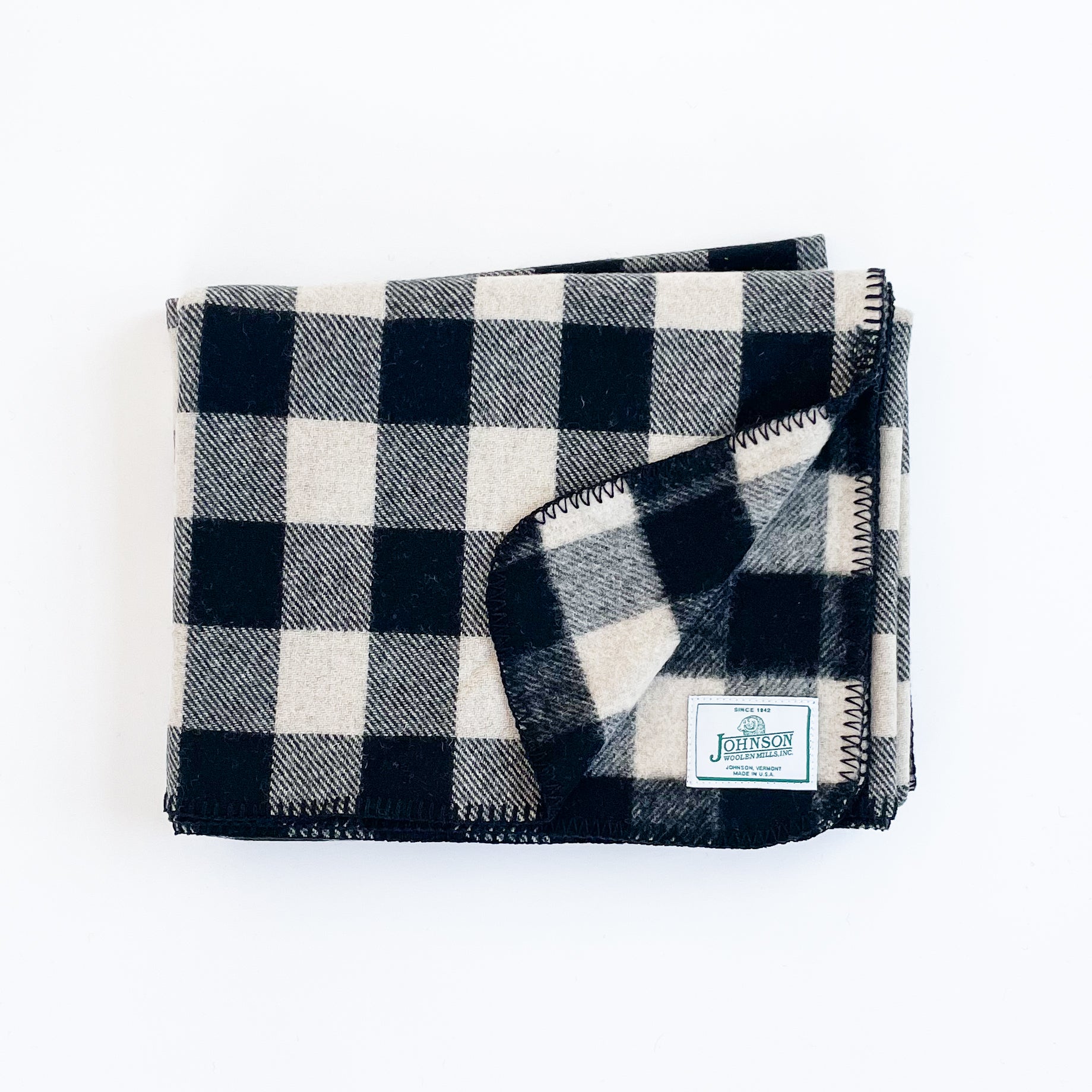  Norris Wool Throw - Black & White Buffalo Check 