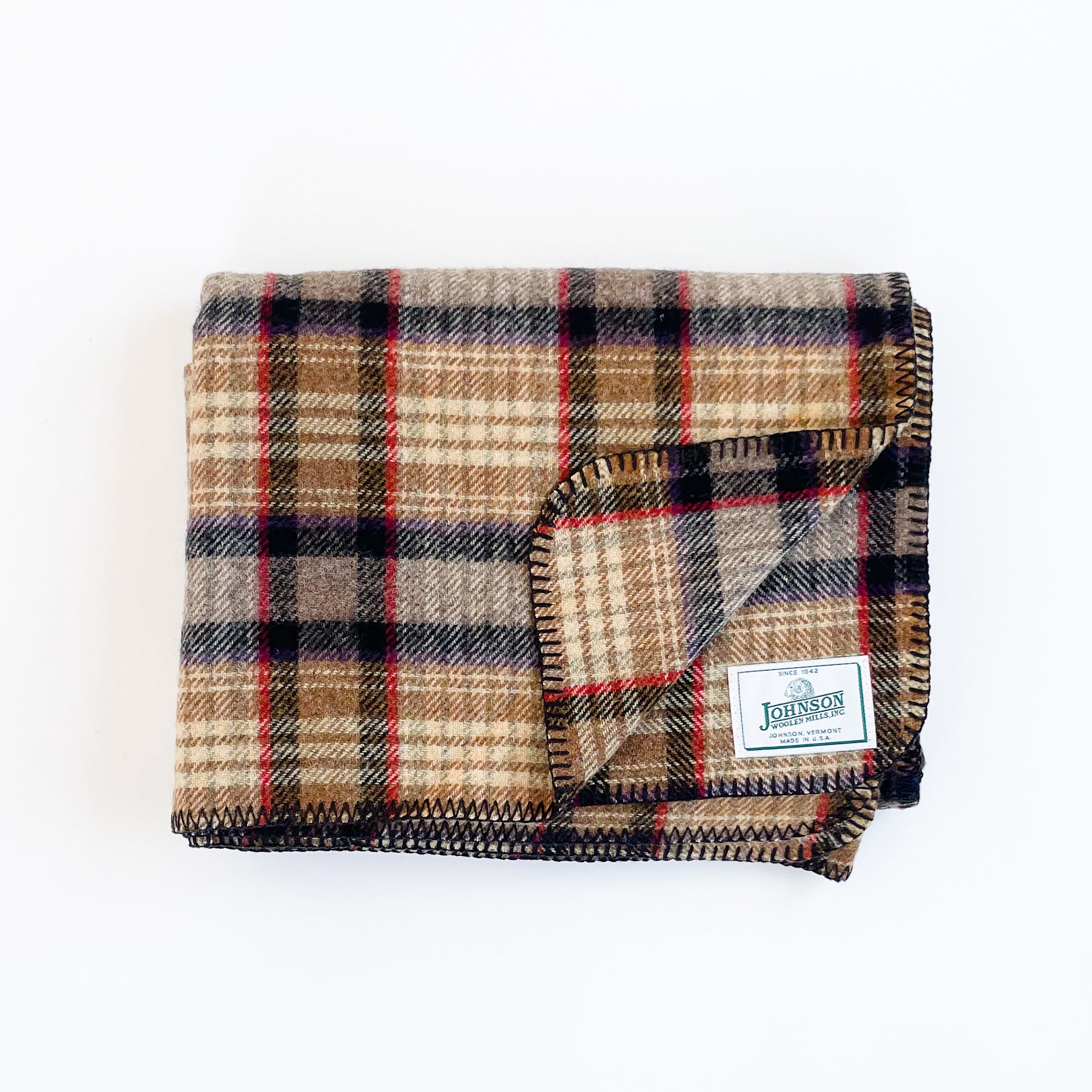  Norris Wool Throw - Gold Black & Red Plaid 