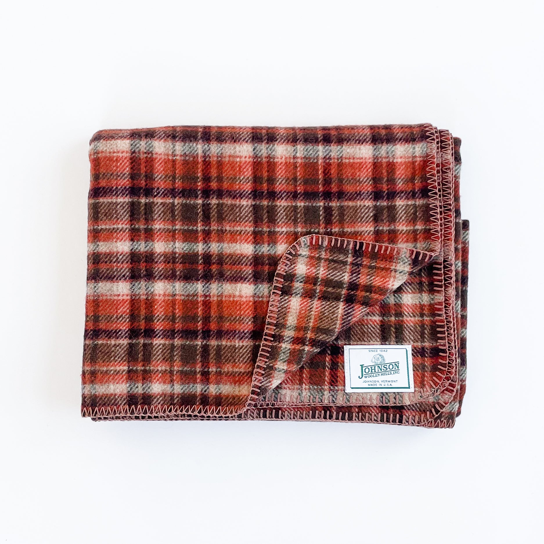  Norris Wool Throw - Rust,Tan, & Brown Plaid 