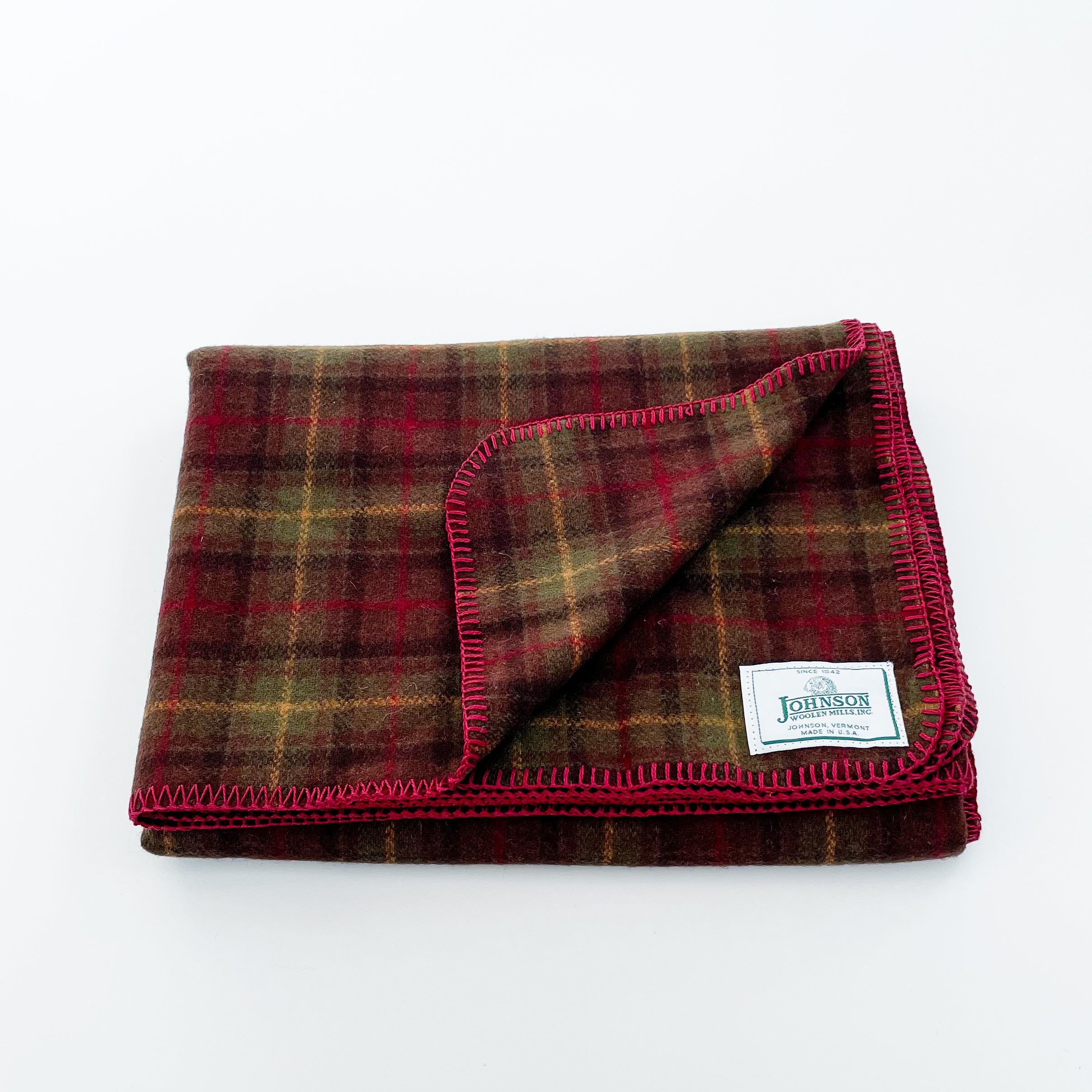  Norris Wool Throw - Olive & Brown Plaid 