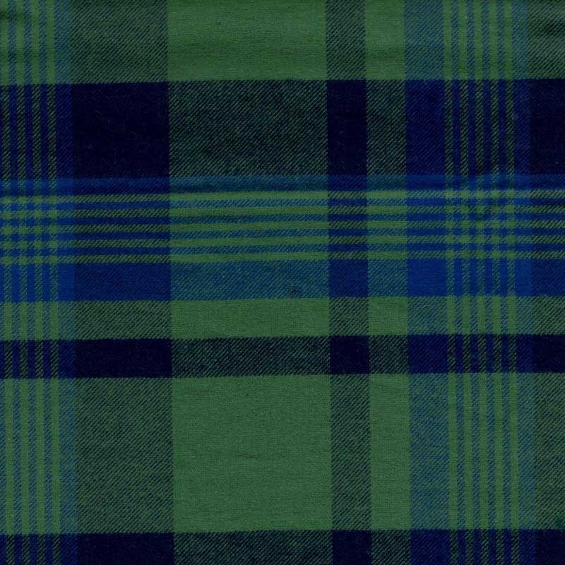  Flannel Fabric By The Yard - GMF1 - Royal Navy & Green 