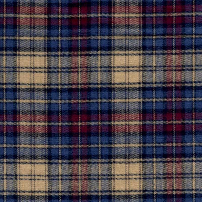  Flannel Swatch - GMF3 - Blue Maroon & Tan Plaid 