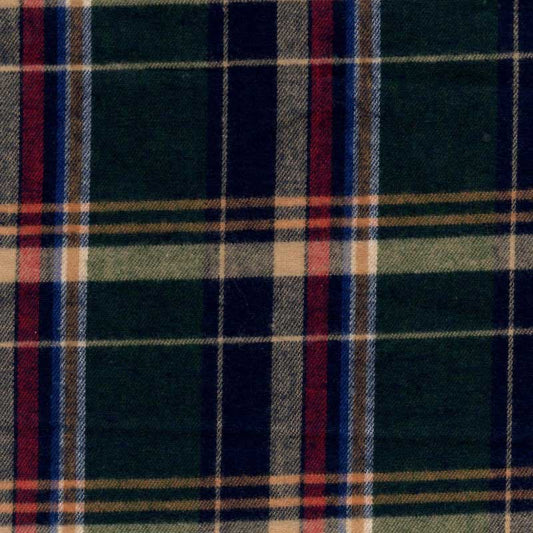 Flannel Fabric By The Yard - GMF23 - Tan Red & Black Tartan