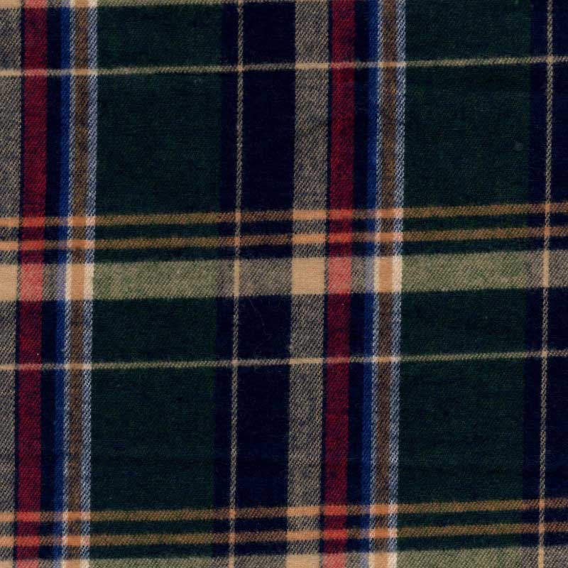  Flannel Fabric By The Yard - GMF5 - Spruce Navy & Tan 