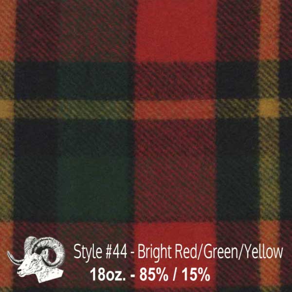  Wool Fabric By The Yard - 44 - Bright Red, Green, & Yellow 