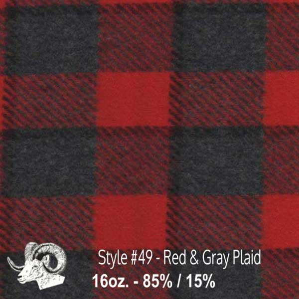  Wool Fabric By The Yard - 49 - Red & Gray Plaid 