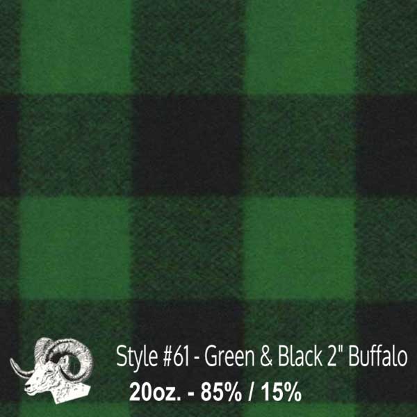  Wool Fabric by The Yard - 61 - Green & Black 2” Buffalo 