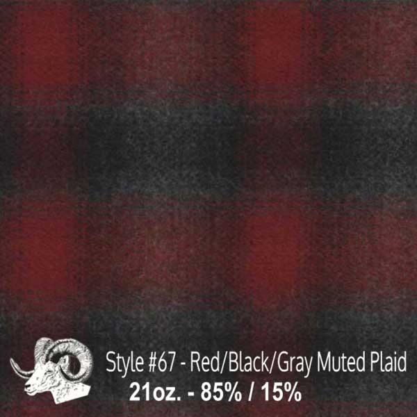  Wool Fabric By The Yard - 67 - Red, Black, & Gray Muted Plaid 