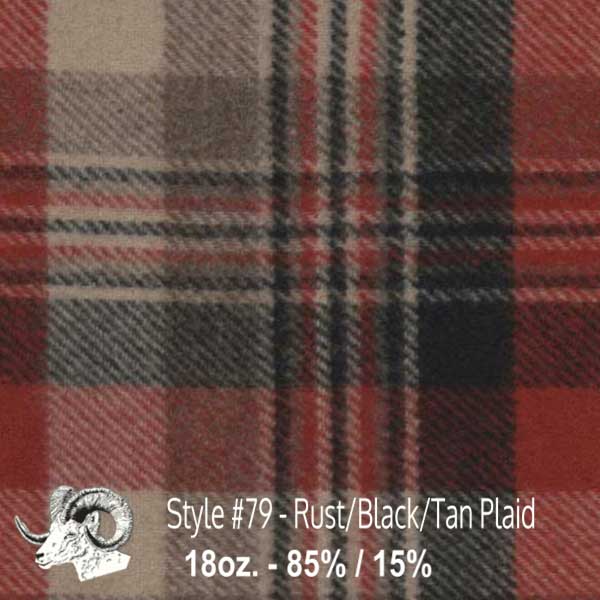  Wool Fabric By The Yard - 79 - Rust, Black, & Tan Plaid 