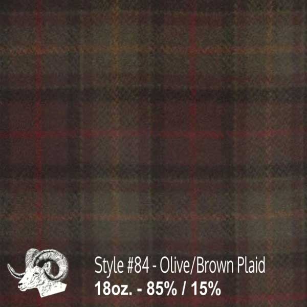  Wool Fabric By The Yard - 84 - Olive & Brown Plaid 