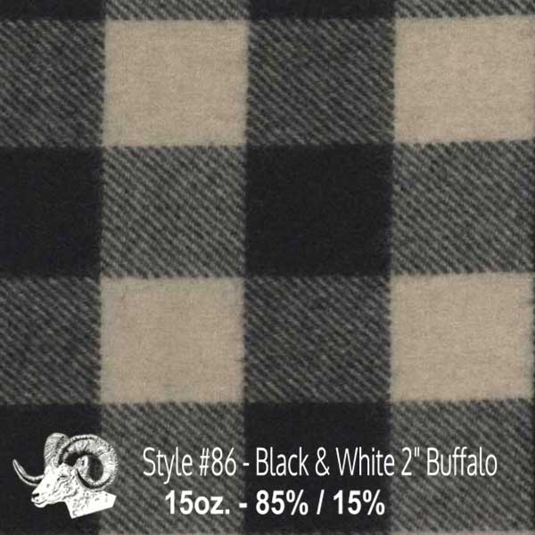  Wool Fabric By The Yard - 86 - Black & White 2" Buffalo 