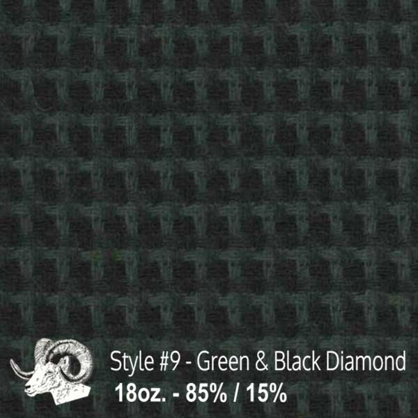  Wool Fabric By The Yard - 9 - Green & Black Diamond 