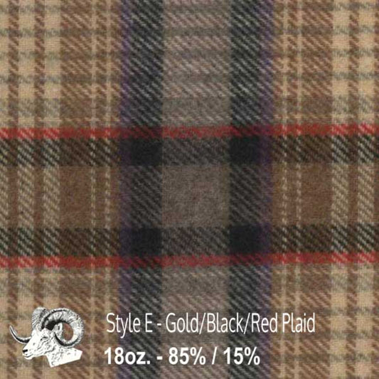 Wool Fabric By The Yard - 18 - Red, Black, & Beige Plaid