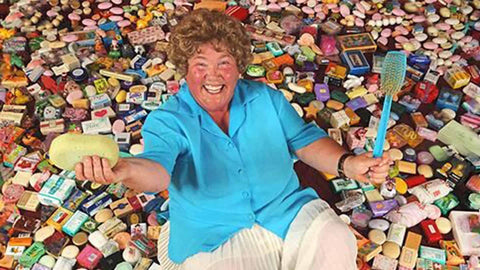 Carol Vaughn, 65, from Sutton Coldfield, Birmingham who has over the years collected over 5000 bars of soap CREDIT: Photo: CATERS NEWS