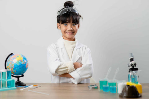 young scientist contemplating ingredients of water wise soap