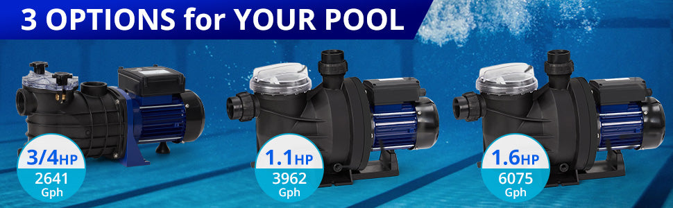 GARVEE 0.75HP 550W Pool Pump In/Above Ground Single Speed Powerful Primming Swimming Pool Pumps