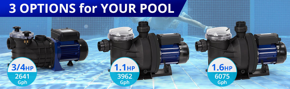 GARVEE 1.6HP Pool Pump Single Speed 1200W/115V 6075GPH Powerful Primming Swimming Pool Pumps