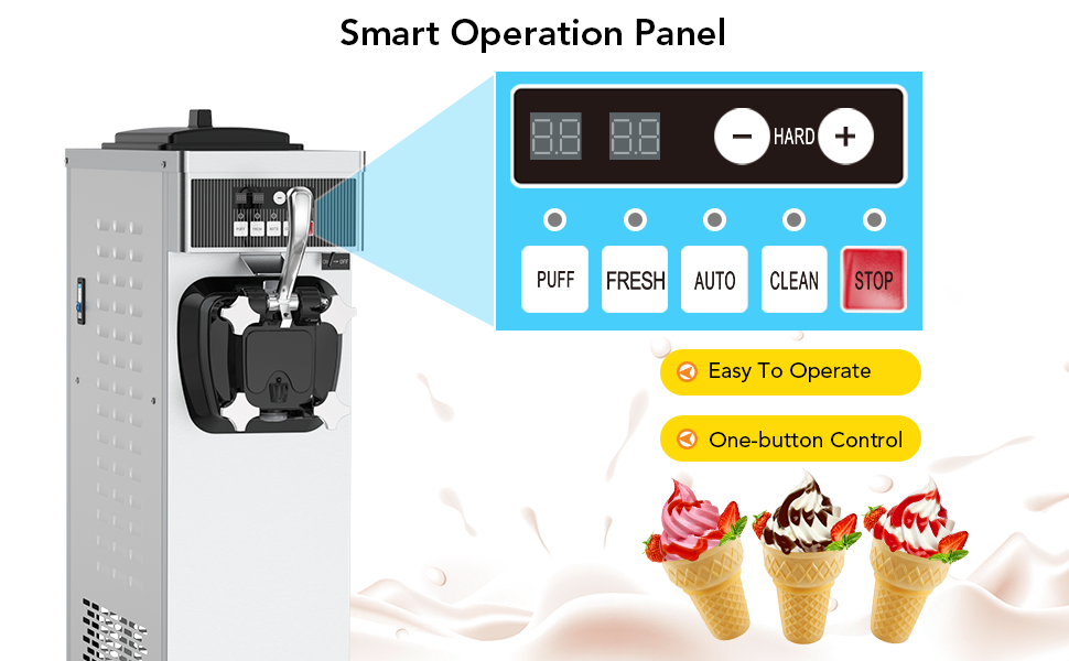 GARVEE 4.7-5.8Gal/H 1200W Commercial Ice Cream Machine Countertop Soft Serve Ice Cream Yogurt Machine