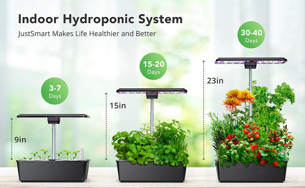 GARVEE 12 Pods Hydroponics Growing System Indoor Garden Kit with 36W 5 Color LED Grow Light