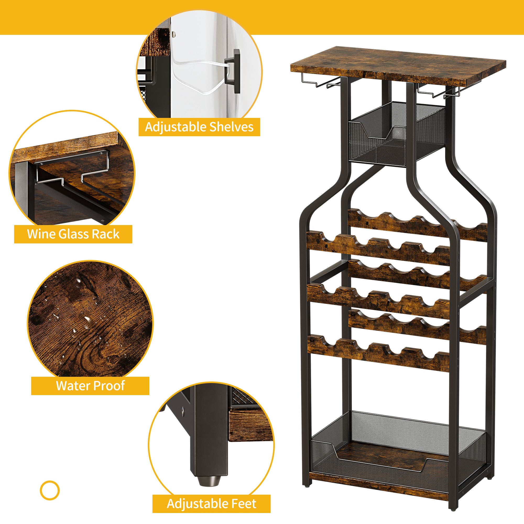 Metal Wine Rack Console Table