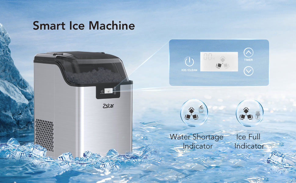 Nugget Ice Maker, Stainless Steel Countertop Ice Machine with 44Lbs/24H  Output, Crunchy Sonic Ice Maker Machine, Self-Cleaning Portable Ice Maker  with