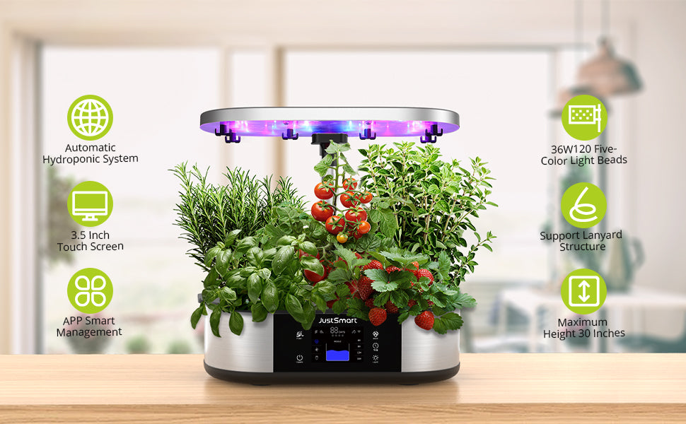 GARVEE JustSmart WiFi 12 Pods Hydroponics Growing System with APP Controlled Indoor Garden Up to 30 inch