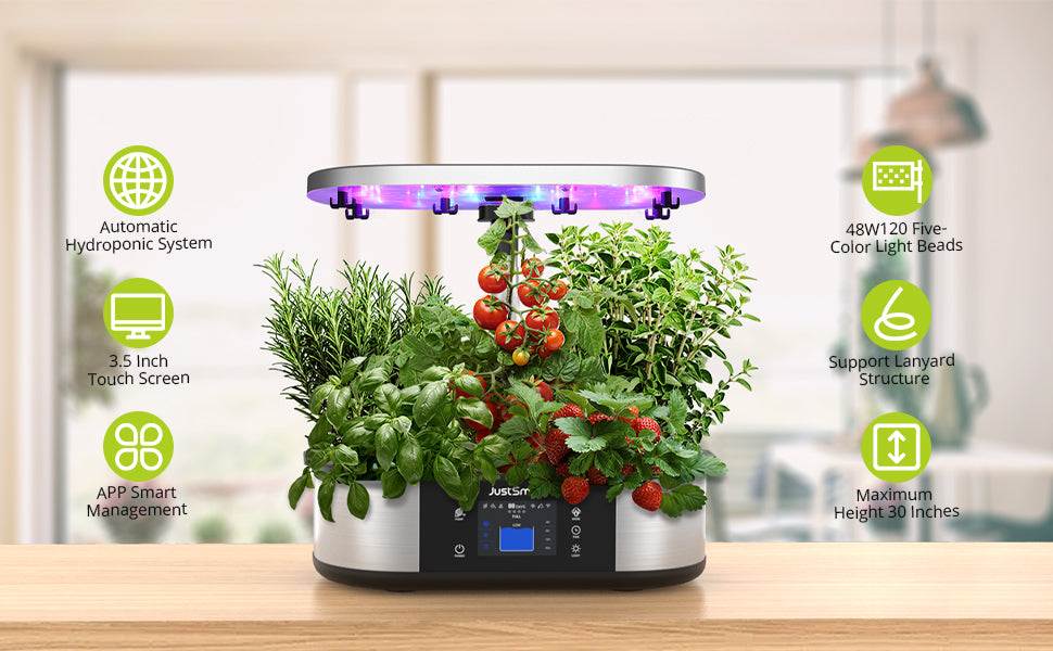 GARVEE JustSmart WiFi 12 Pods Hydroponics Growing System with APP Controlled Indoor Garden Up to 30 inch