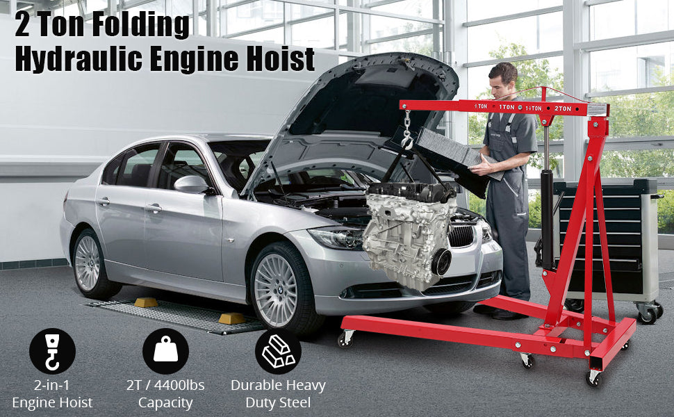 Engine Hoist 2 Ton Folding Cherry Picker Shop Crane Hoist Lift