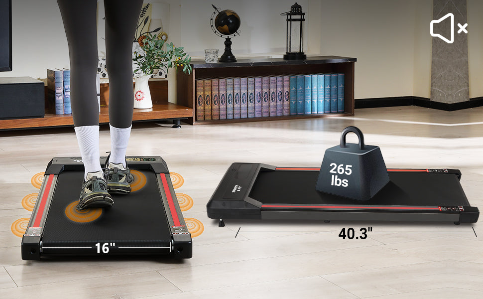 GARVEE 2.5 HP Walking Pad Portable Treadmill 0.6-3.8 MPH 256 LBS Under Desk Treadmill Black