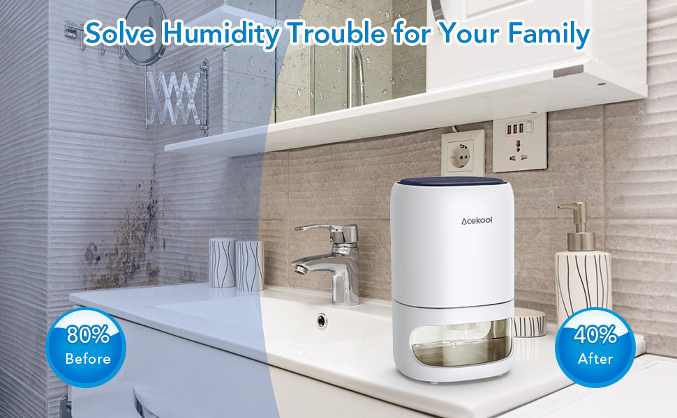 GARVEE Acekool Dehumidifiers for Home 35 OZ Portable Dehumidifier with Air Purifying Function