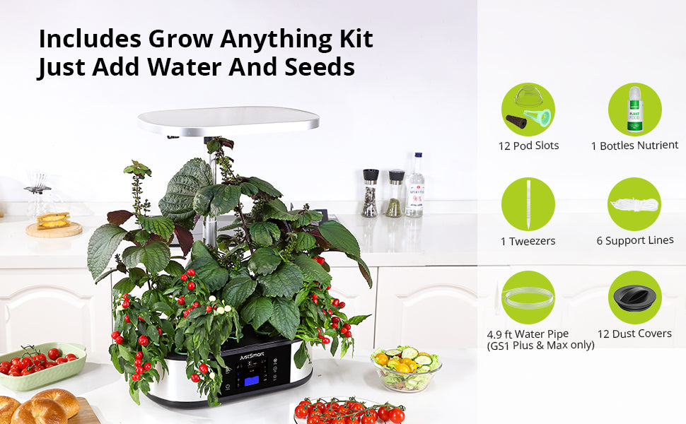 GARVEE JustSmart WiFi 12 Pods Hydroponics Growing System with APP Controlled Indoor Garden Up to 30 inch