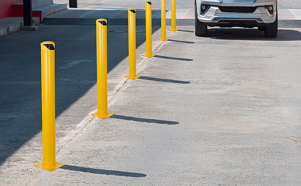 GARVEE 2 Packs Safety Bollard 36 Inch Height Bollard Post for Driveway Barrier Yellow