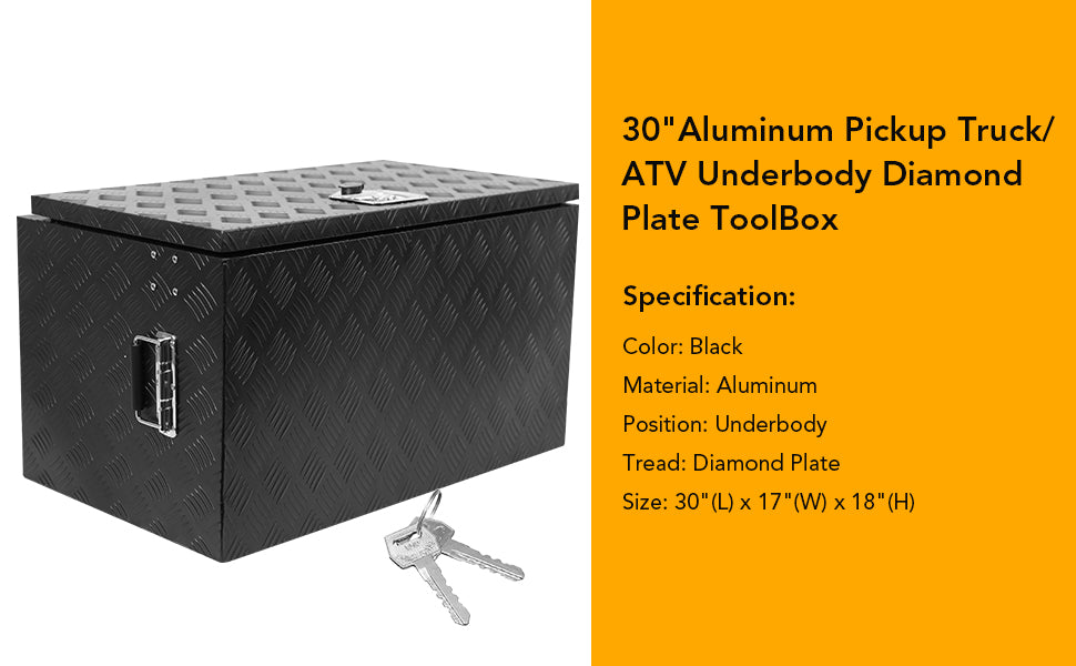 GARVEE 30 Inch Heavy Duty Aluminum Diamond Plate Tool Box Chest Box Pick Up Truck Trailer Toolbox