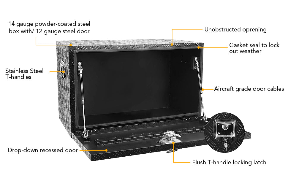 GARVEE 30 Inch Heavy Duty Aluminum Diamond Plate Tool Box Chest Box Pick Up Truck Trailer Toolbox