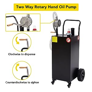 GARVEE 35 Gallon Gas Caddy Pump Portable Fuel Storage Tank with 2 Wheels for Car Black