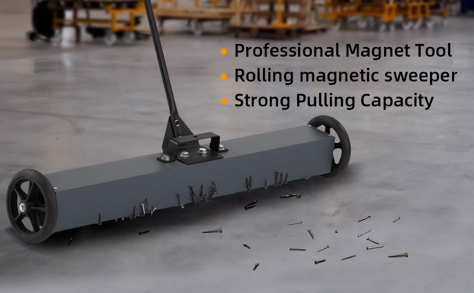 GARVEE 36 Inch Heavy Duty Magnetic Sweeper 50 Lbs Capacity Rolling Magnetic Floor Sweeper