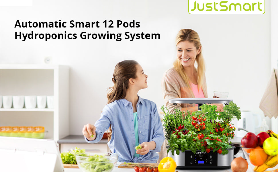 GARVEE JustSmart 12 Pods Hydroponics Growing System Indoor Garden Up to 30 inch with 30W 120 LED Grow Light