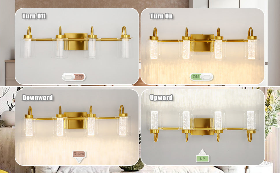 Bathroom Light Fixtures 4 Light Brushed Gold 04