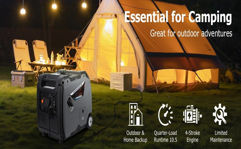 GARVEE 4000W Portable Inverter Generator Ultra Quiet Gas Engine with CO-Monitoring