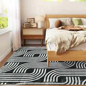 Alfombra de comedor duradera gris negro caf?? lavable alfombra interior alfombras impresas interiores