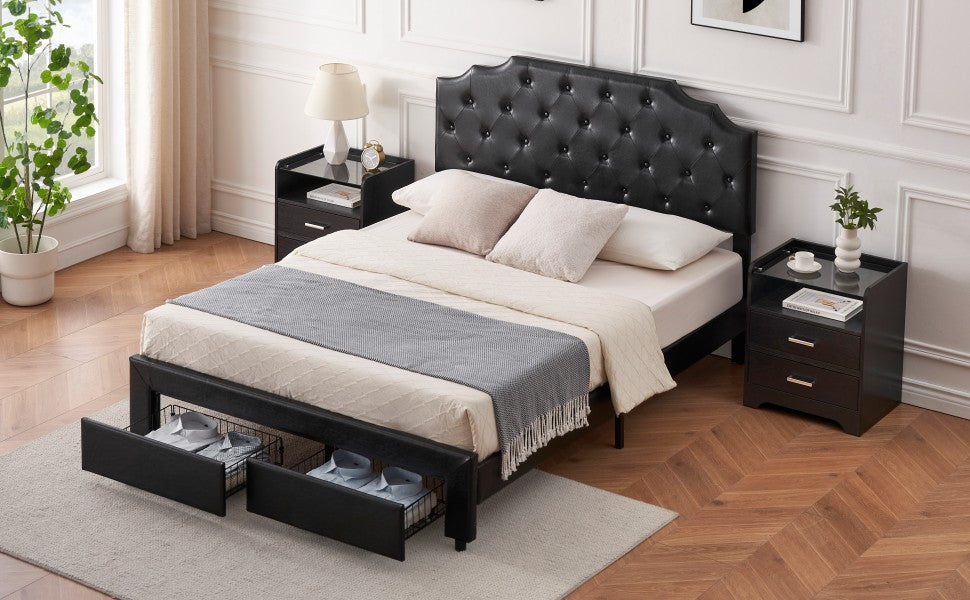 GARVEE Full Bed Frame with 2 Drawers